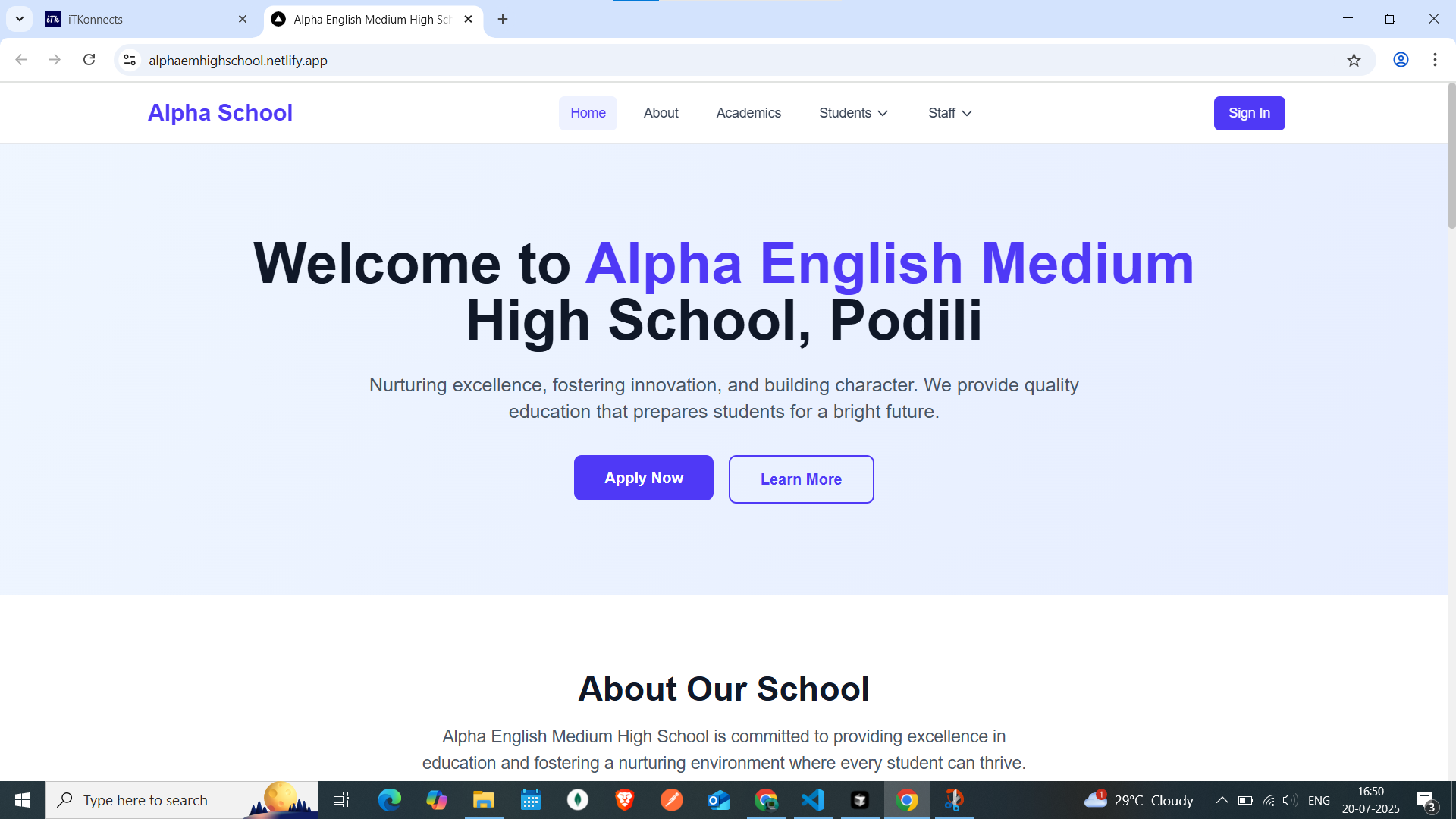 Alpha EM High School ERP Screenshot